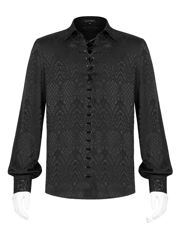 Chemise jacquard dentelle et serpent Noire Chemise jacquard dentelle et serpent Noire