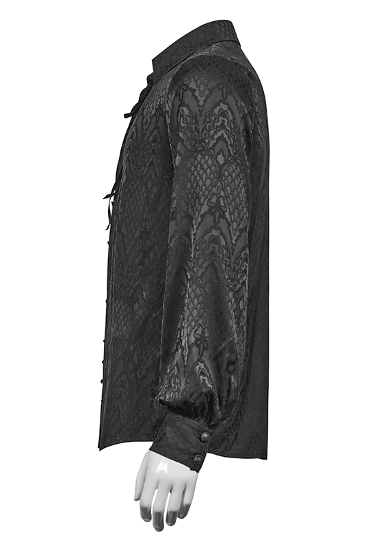 Chemise jacquard dentelle et serpent Noire Chemise jacquard dentelle et serpent Noire