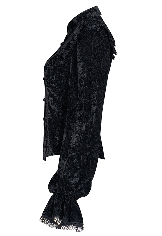 Chemise en velours froissé à volants