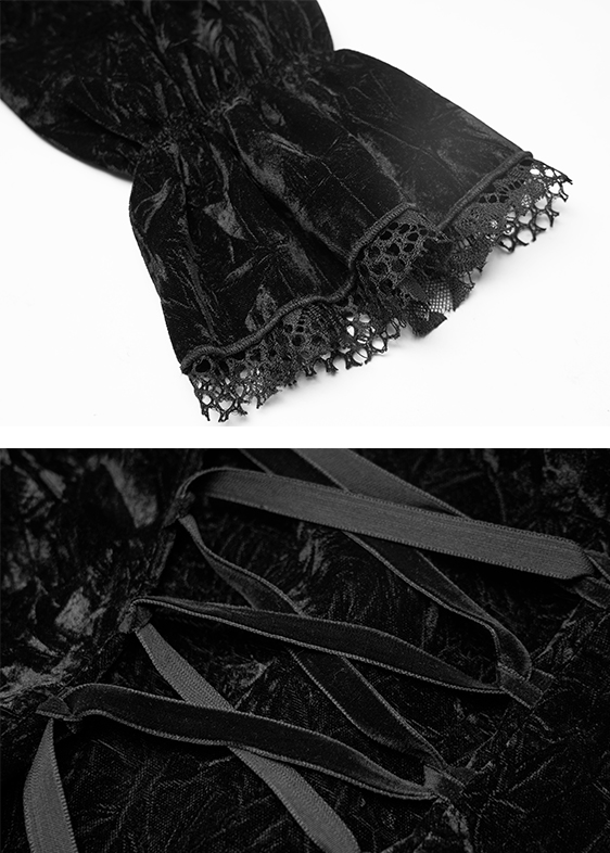 Chemise en velours froissé à volants