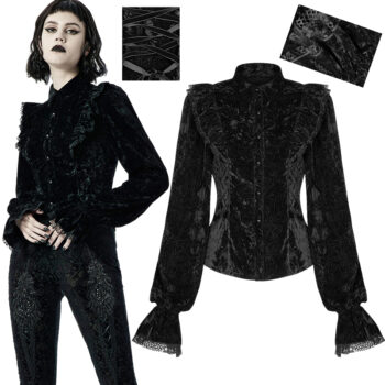 Chemise en velours froissé à volants