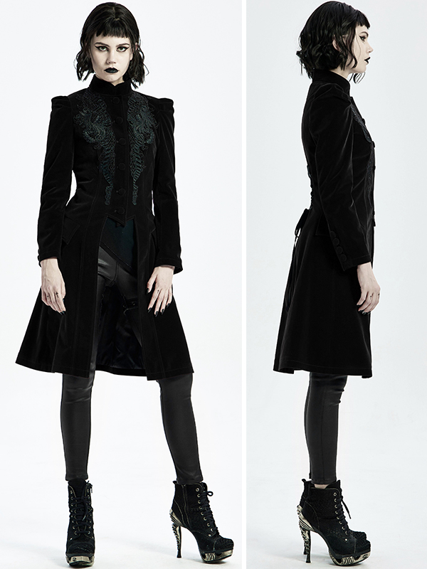 Manteau velours noir à broderies Manteau velours noir à broderies