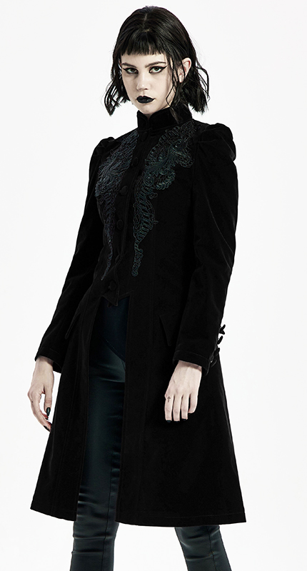 Manteau velours noir à broderies Manteau velours noir à broderies