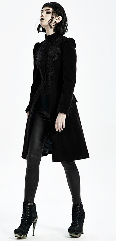 Manteau velours noir à broderies Manteau velours noir à broderies