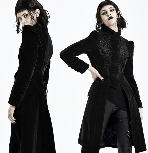 Manteau velours noir à broderies Manteau velours noir à broderies