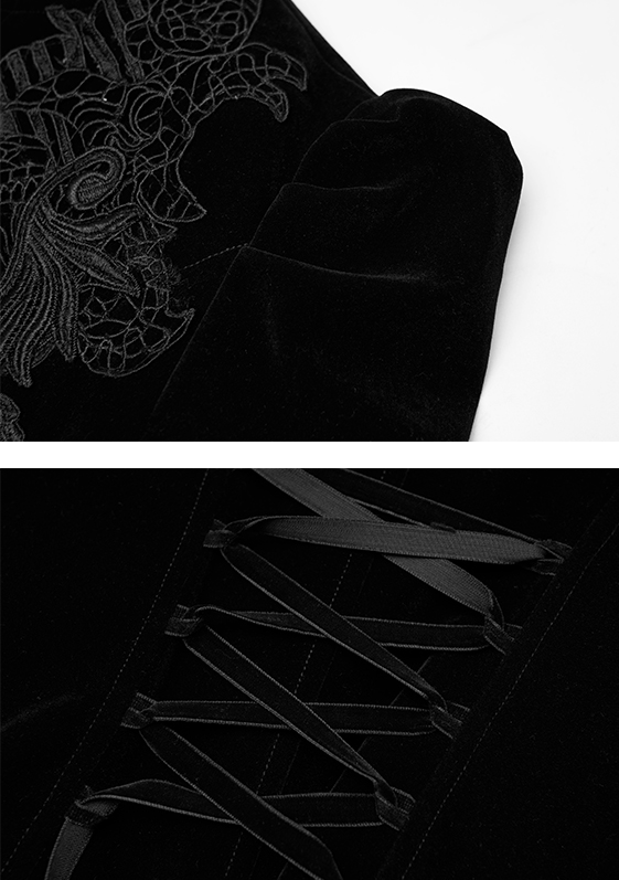 Manteau velours noir à broderies Manteau velours noir à broderies