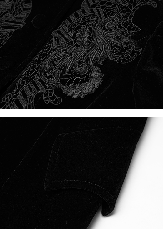 Manteau velours noir à broderies Manteau velours noir à broderies