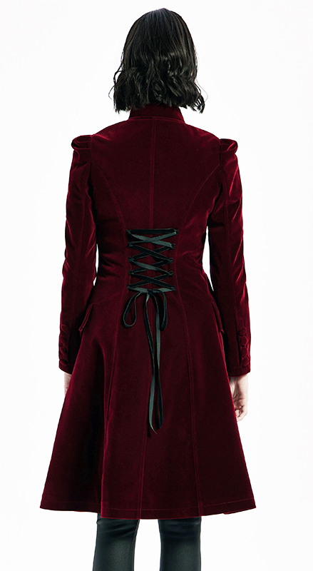 Manteau velours bordeaux à broderies Manteau velours bordeaux à broderies