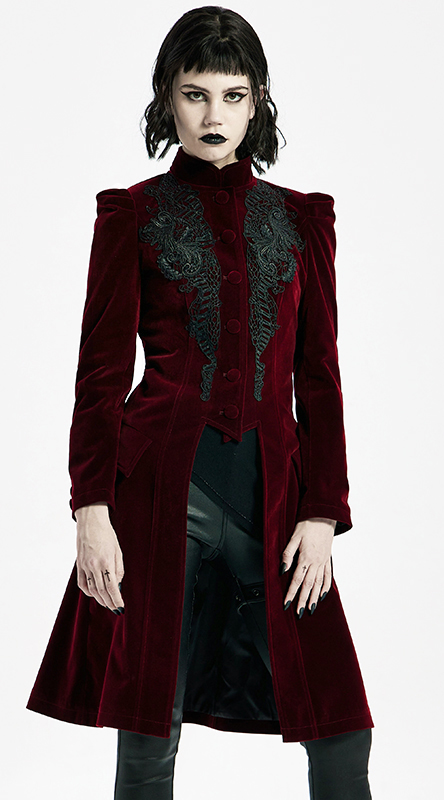 Manteau velours bordeaux à broderies Manteau velours bordeaux à broderies