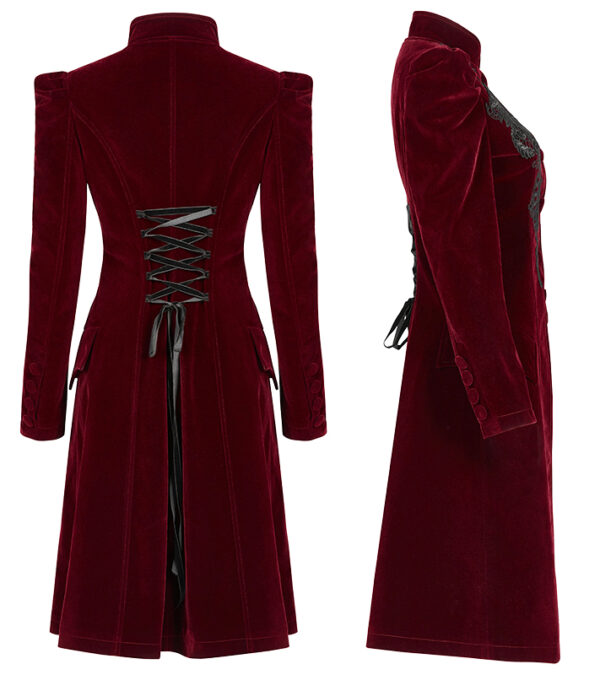 Manteau velours bordeaux à broderies Manteau velours bordeaux à broderies