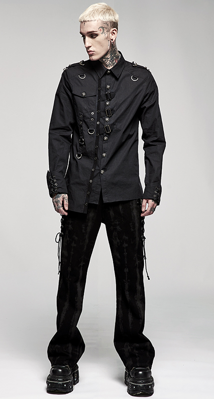 Chemise militaire à sangles et crânes