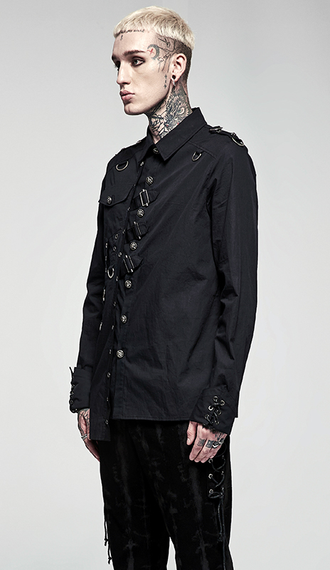 Chemise militaire à sangles et crânes