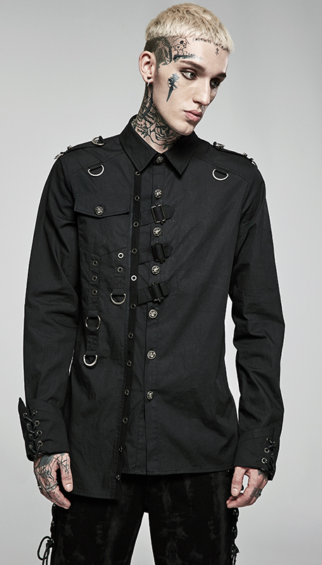 Chemise militaire à sangles et crânes