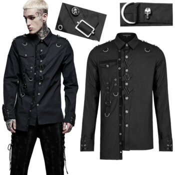 Chemise militaire à sangles et crânes