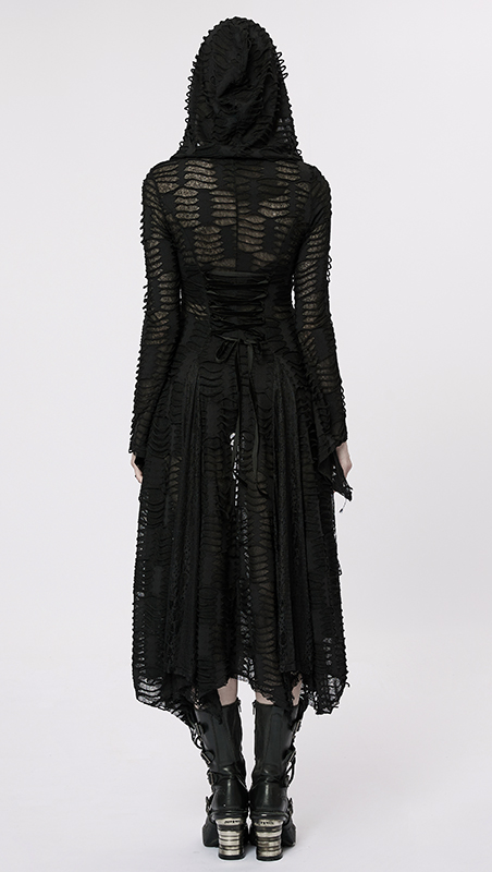 Manteau robe destroy clouté Noir