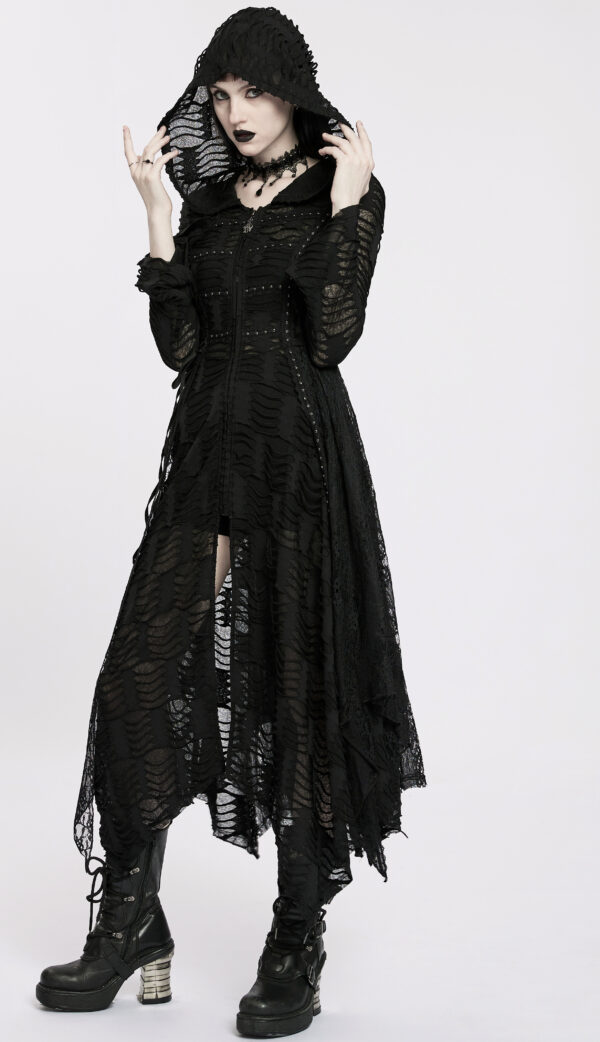 Manteau robe destroy clouté Noir