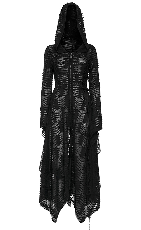 Manteau robe destroy clouté Noir