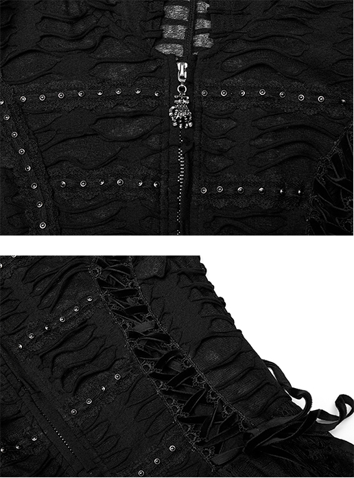 Manteau robe destroy clouté Noir