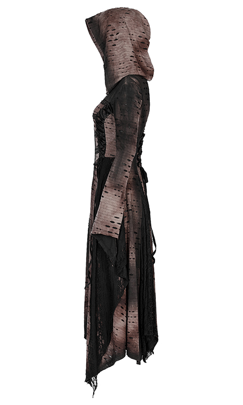 Manteau robe destroy clouté Café