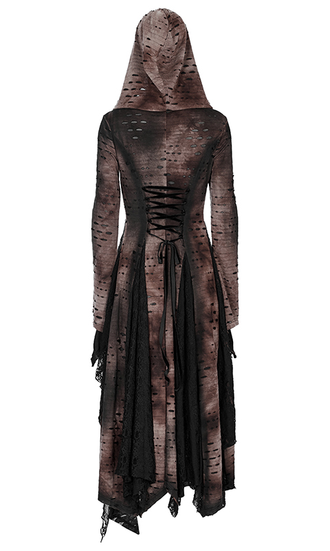 Manteau robe destroy clouté Café