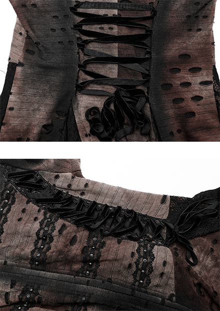 Manteau robe destroy clouté Café