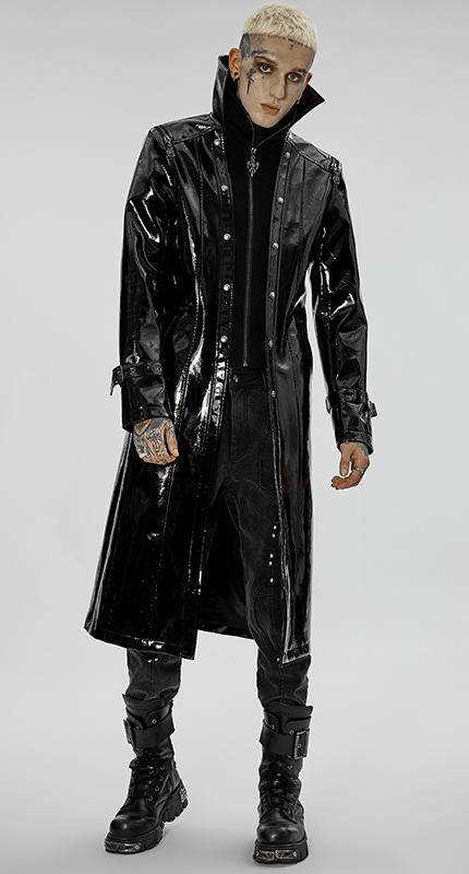 Manteau long vinyle à double col