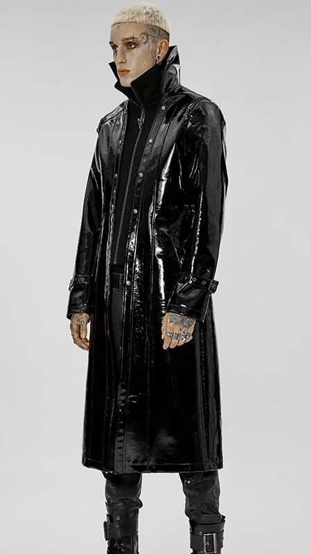 Manteau long vinyle à double col