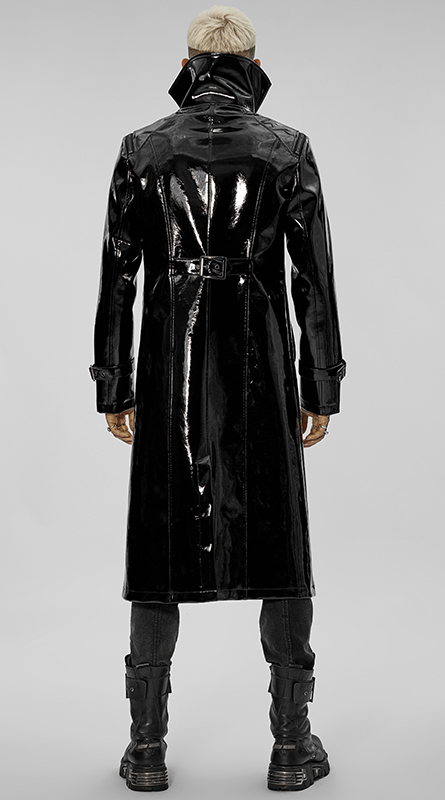 Manteau long vinyle à double col