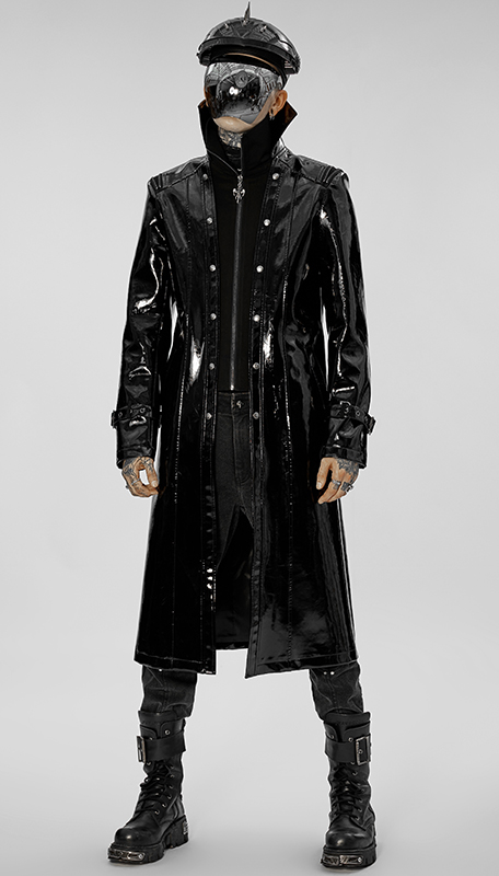 Manteau long vinyle à double col