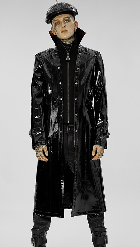 Manteau long vinyle à double col