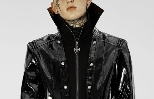 Manteau long vinyle à double col