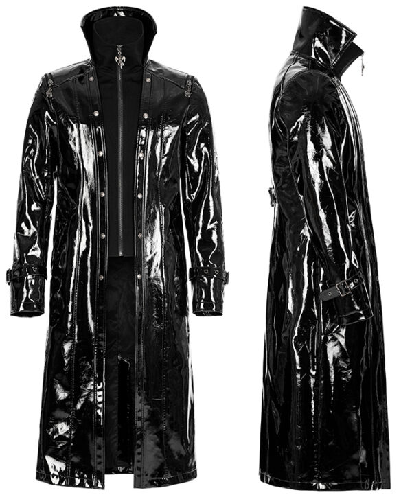 Manteau long vinyle à double col