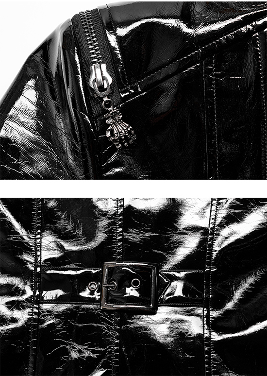 Manteau long vinyle à double col