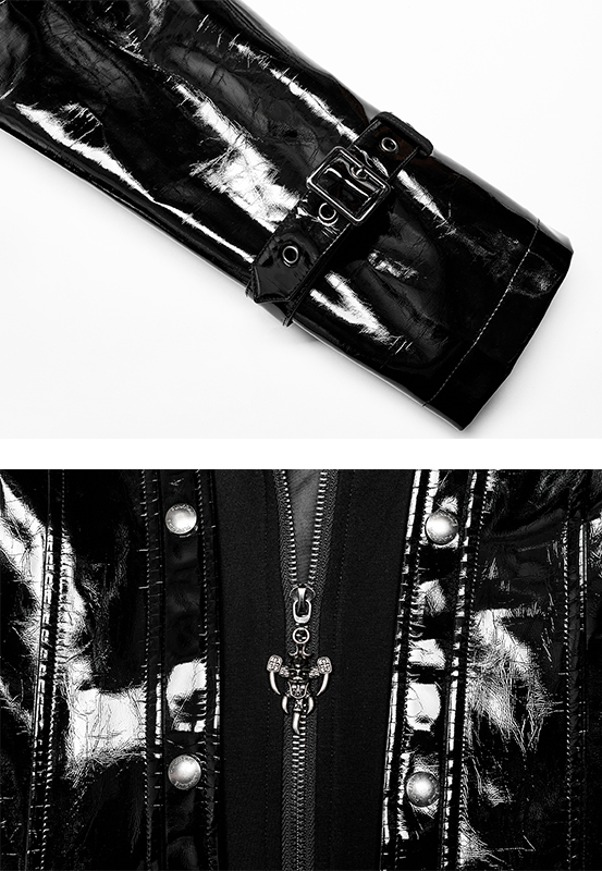 Manteau long vinyle à double col