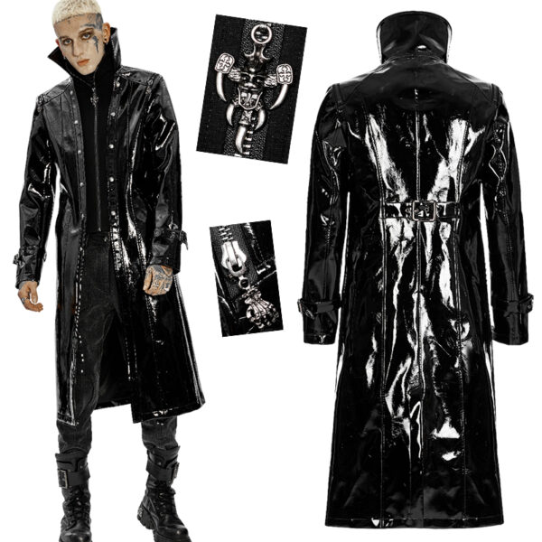 Manteau long vinyle à double col