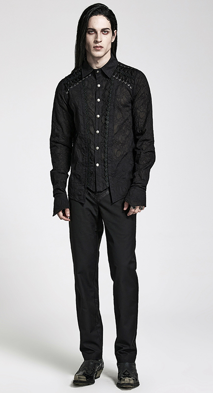 Chemise jacquard à laçages Chemise jacquard à laçages