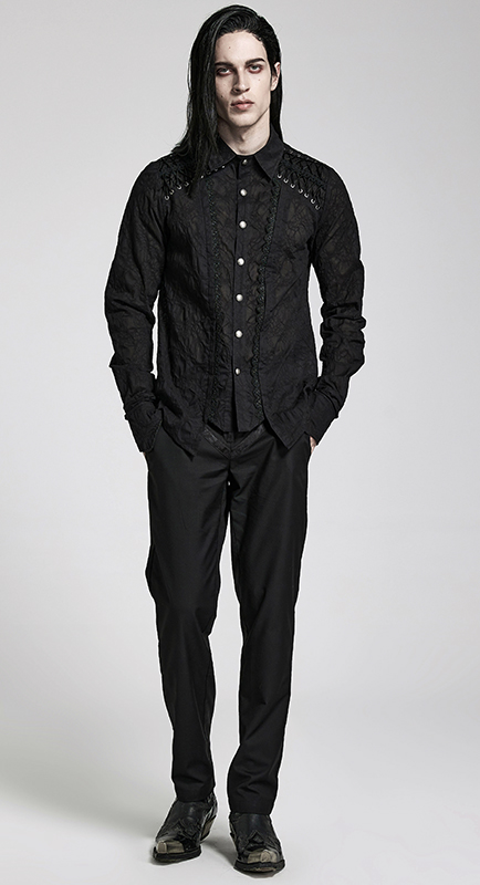 Chemise jacquard à laçages Chemise jacquard à laçages