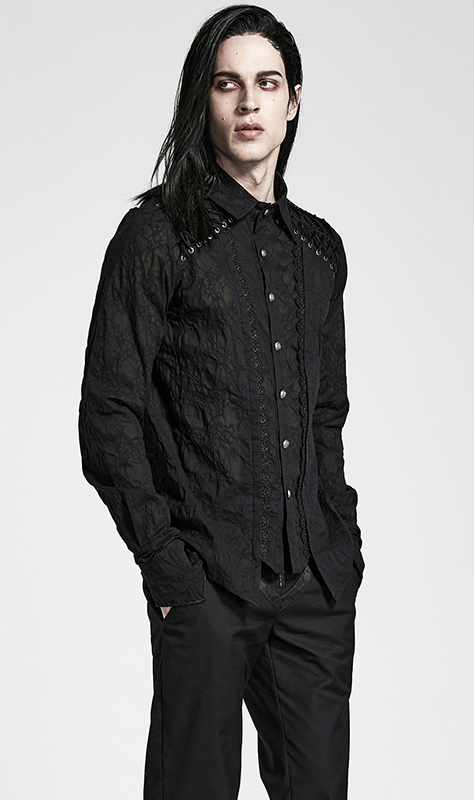 Chemise jacquard à laçages Chemise jacquard à laçages