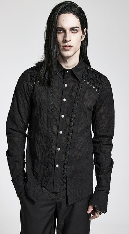 Chemise jacquard à laçages Chemise jacquard à laçages