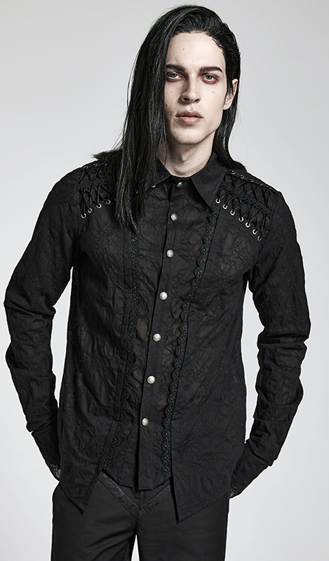 Chemise jacquard à laçages Chemise jacquard à laçages