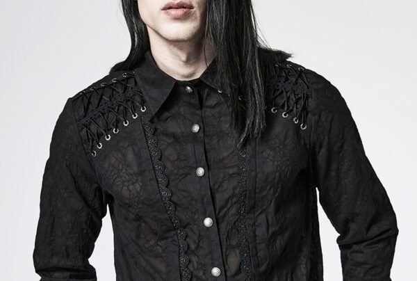 Chemise jacquard à laçages Chemise jacquard à laçages