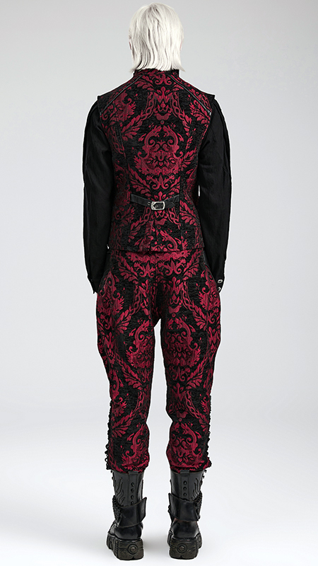 Gilet brocart à rivets Noir et Rouge Gilet brocart à rivets Noir et Rouge