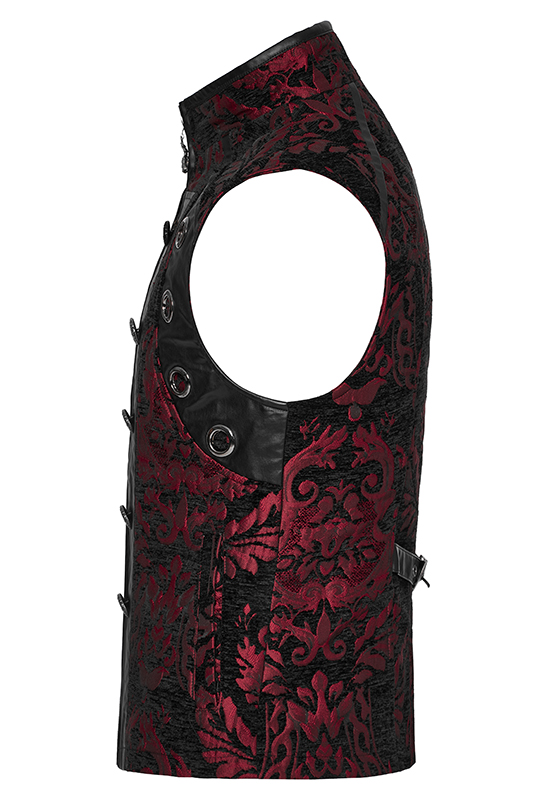 Gilet brocart à rivets Noir et Rouge Gilet brocart à rivets Noir et Rouge