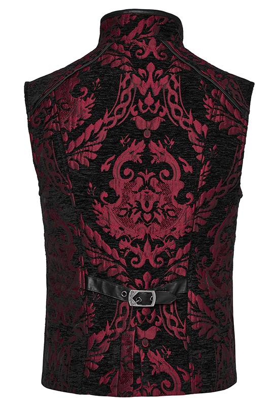 Gilet brocart à rivets Noir et Rouge Gilet brocart à rivets Noir et Rouge