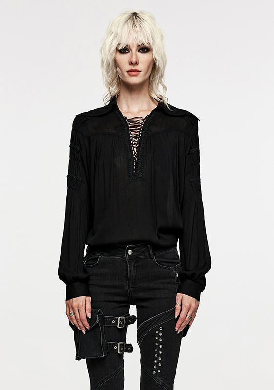 Chemise à laçage Noire