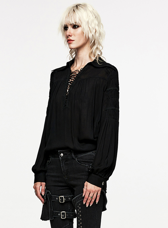 Chemise à laçage Noire