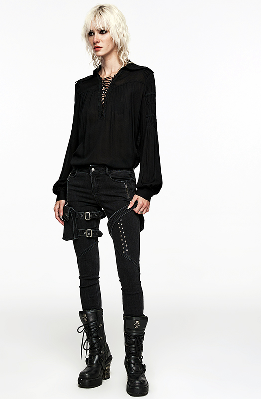 Chemise à laçage Noire