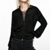 Chemise à laçage Noire