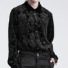 Chemise velours à brocart en relief Noire