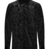Chemise velours à brocart en relief Noire